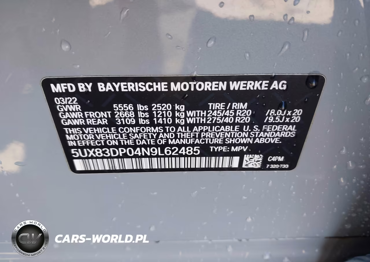 2022 BMW X3 M40I VIN:5UX83DP04N9L62485 - 9