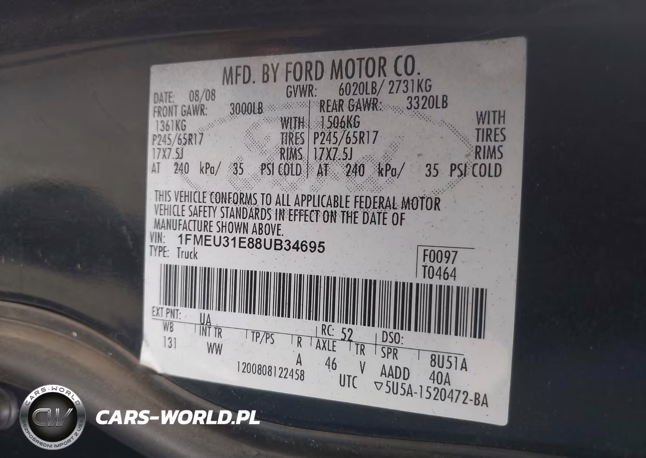 2008 Ford Explorer Sport Trac Xlt VIN:1FMEU31E88UB34695 - 9
