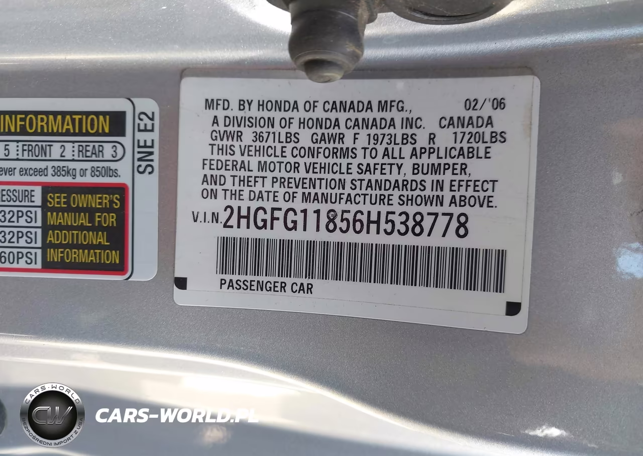2006 Honda Civic Ex VIN:2HGFG11856H538778 - 9