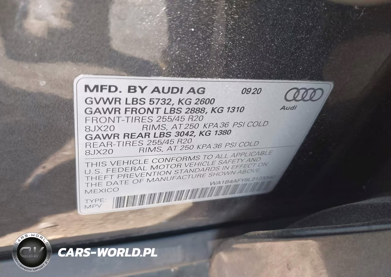 2020 Audi Sq5 Premium Plus Tfsi Quattro Tiptronic VIN:WA1B4AFY8L2123340 - 9