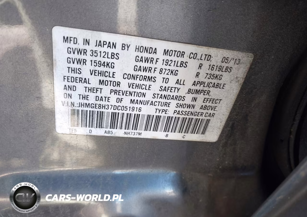 2013 Honda Fit VIN:JHMGE8H37DC051916 - 9