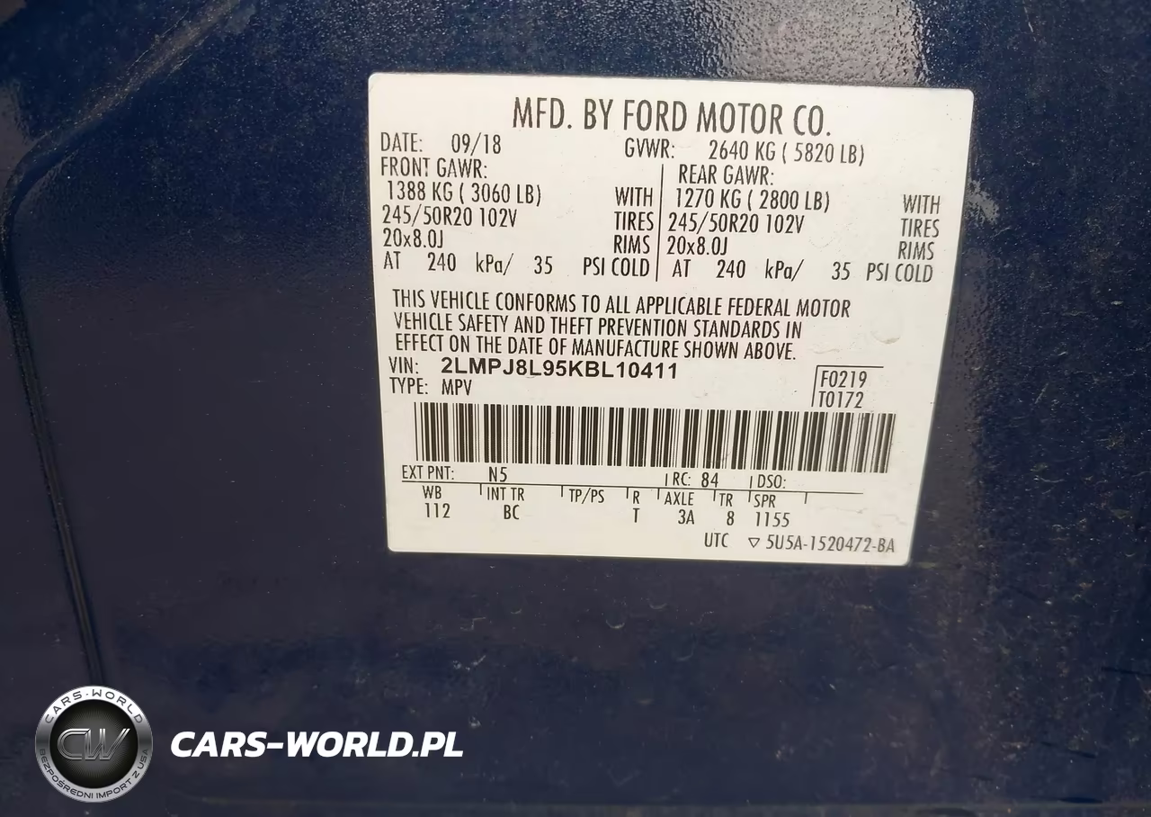 2019 Lincoln Nautilus Reserve VIN:2LMPJ8L95KBL10411 - 9