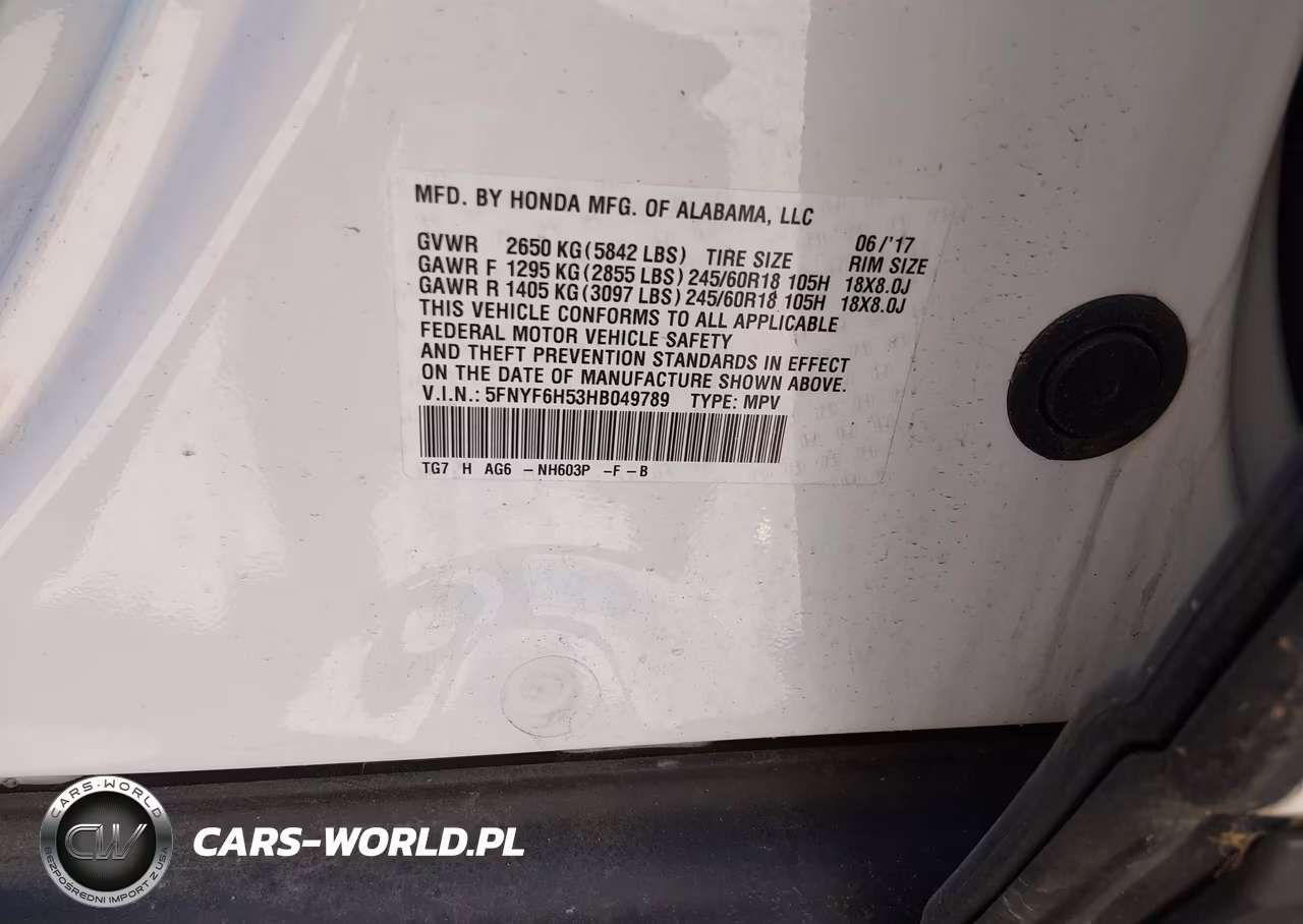 2017 Honda Pilot Ex-L VIN:5FNYF6H53HB049789 - 9