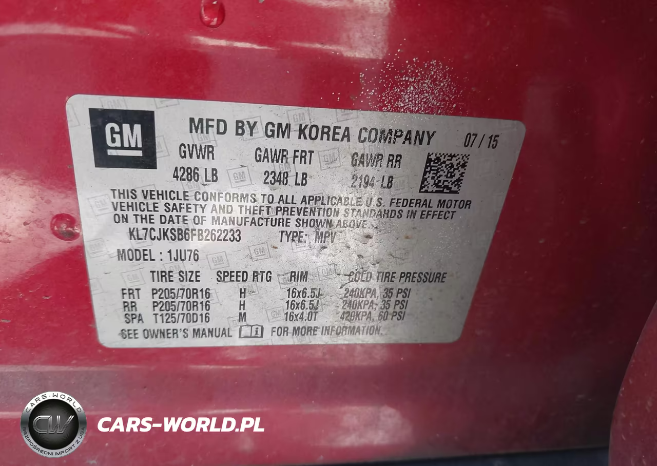 2015 Chevrolet Trax 1Ls VIN:KL7CJKSB6FB262233 - 9