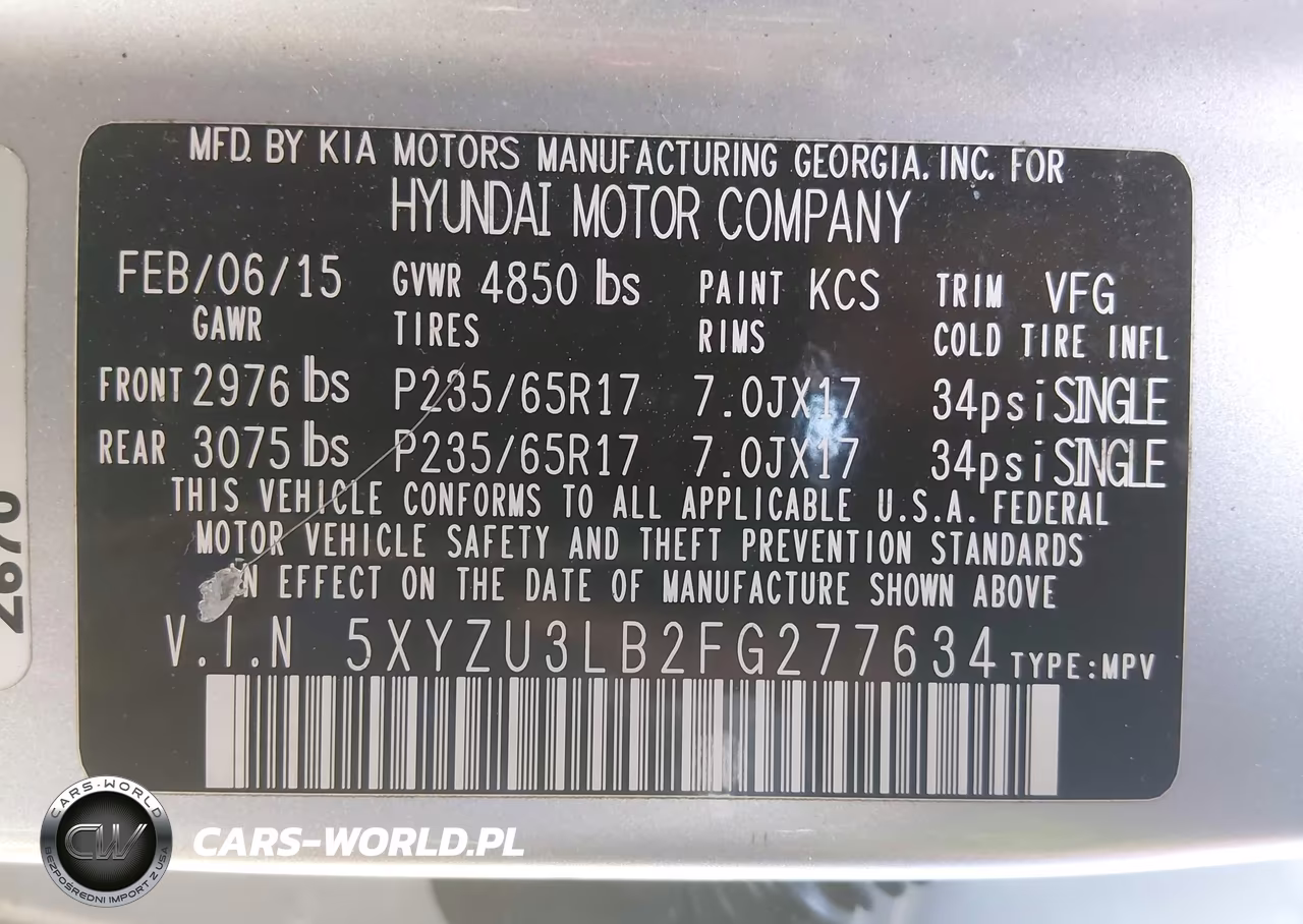 2015 Hyundai Santa Fe Sport 2.4L VIN:5XYZU3LB2FG277634 - 9