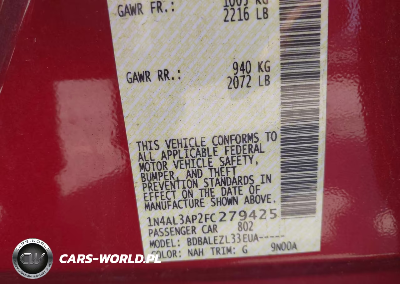 2015 Nissan Altima 2.5-2.5 S-2.5 Sl-2.5 Sv VIN:1N4AL3AP2FC279425 - 9