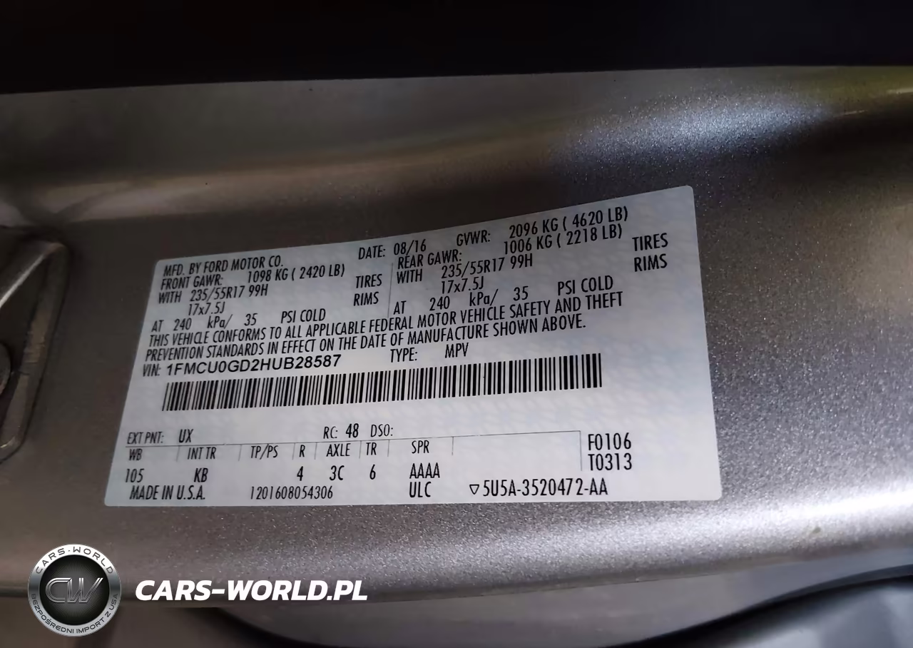 2017 Ford Escape Se VIN:1FMCU0GD2HUB28587 - 9