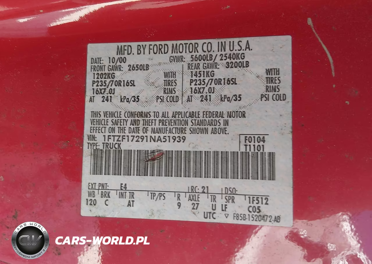 2001 Ford F-150 Xl-Xlt VIN:1FTZF17291NA51939 - 9
