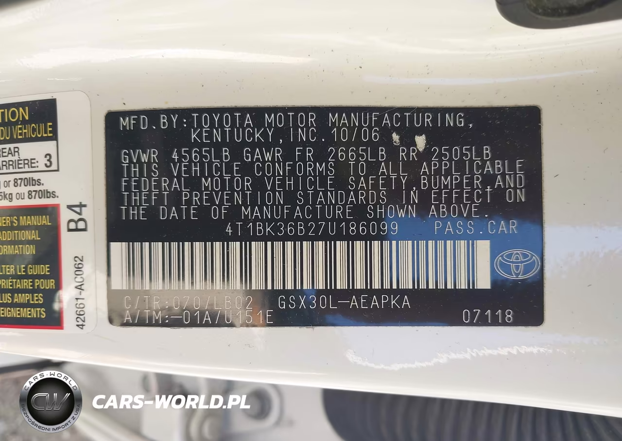 2007 Toyota Avalon Limited VIN:4T1BK36B27U186099 - 9