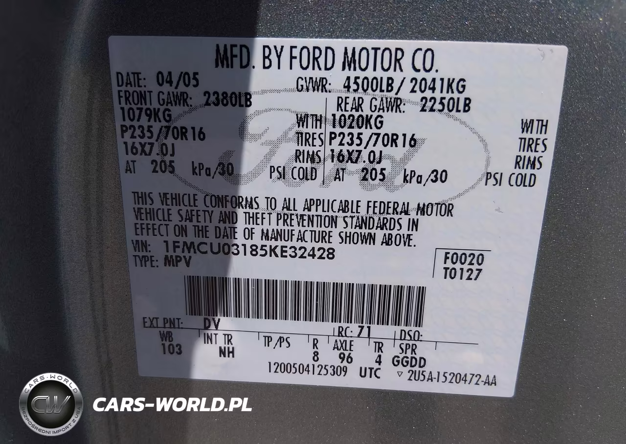 2005 Ford Escape Xlt VIN:1FMCU03185KE32428 - 9