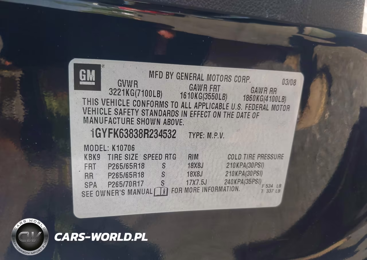 2008 Cadillac Escalade Standard VIN:1GYFK63838R234532 - 9