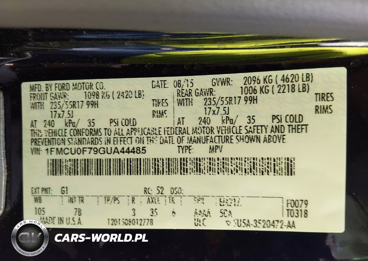 2016 Ford Escape S VIN:1FMCU0F79GUA44485 - 9