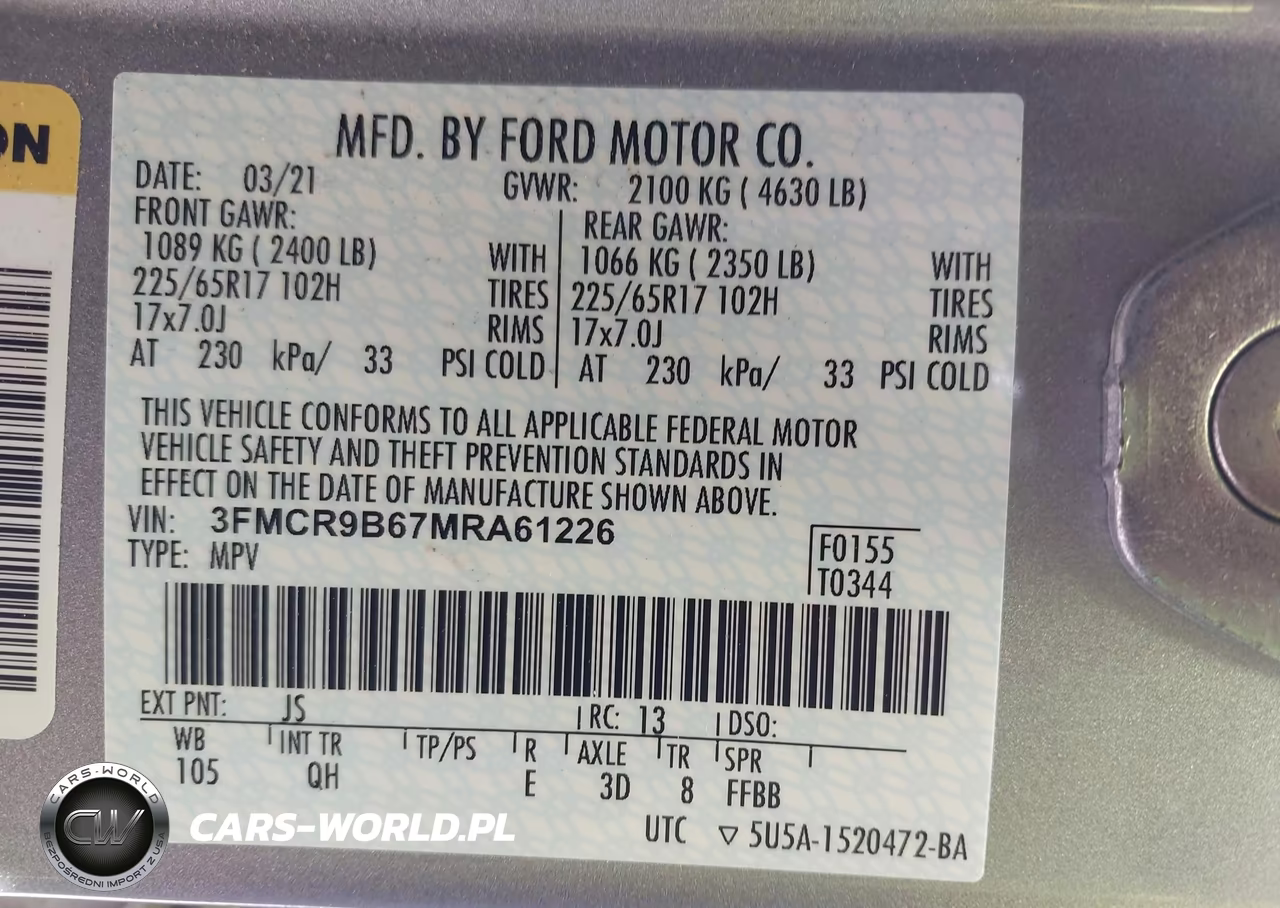2021 Ford Bronco Sport Big Bend VIN:3FMCR9B67MRA61226 - 9