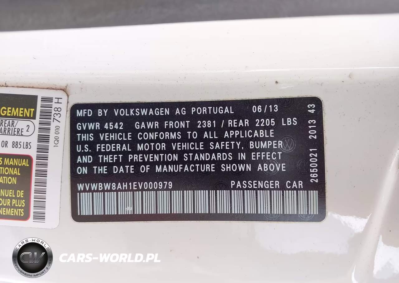 2014 Volkswagen Eos Komfort VIN:WVWBW8AH1EV000979 - 9