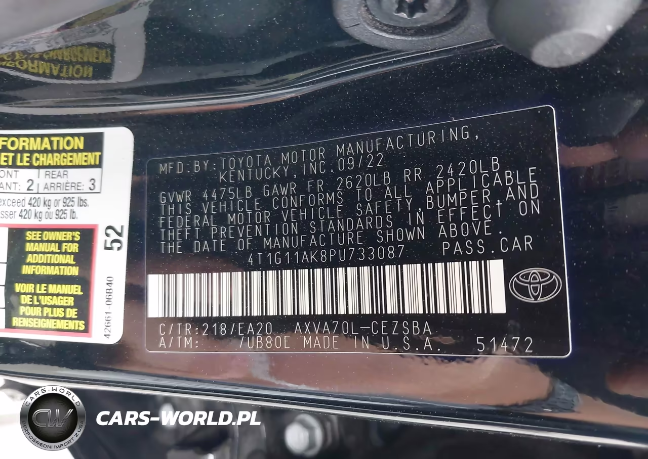 2023 Toyota Camry Se VIN:4T1G11AK8PU733087 - 9
