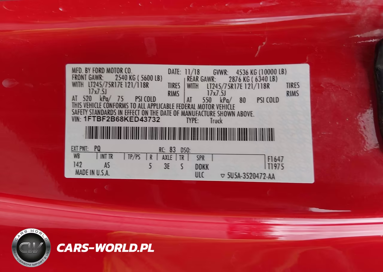 2019 Ford F-250 Xl VIN:1FTBF2B68KED43732 - 9