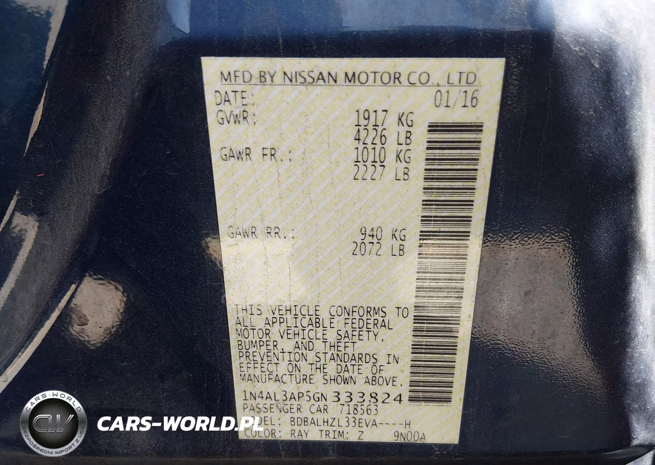 2016 Nissan Altima 2.5 Sr VIN:1N4AL3AP5GN333824 - 9