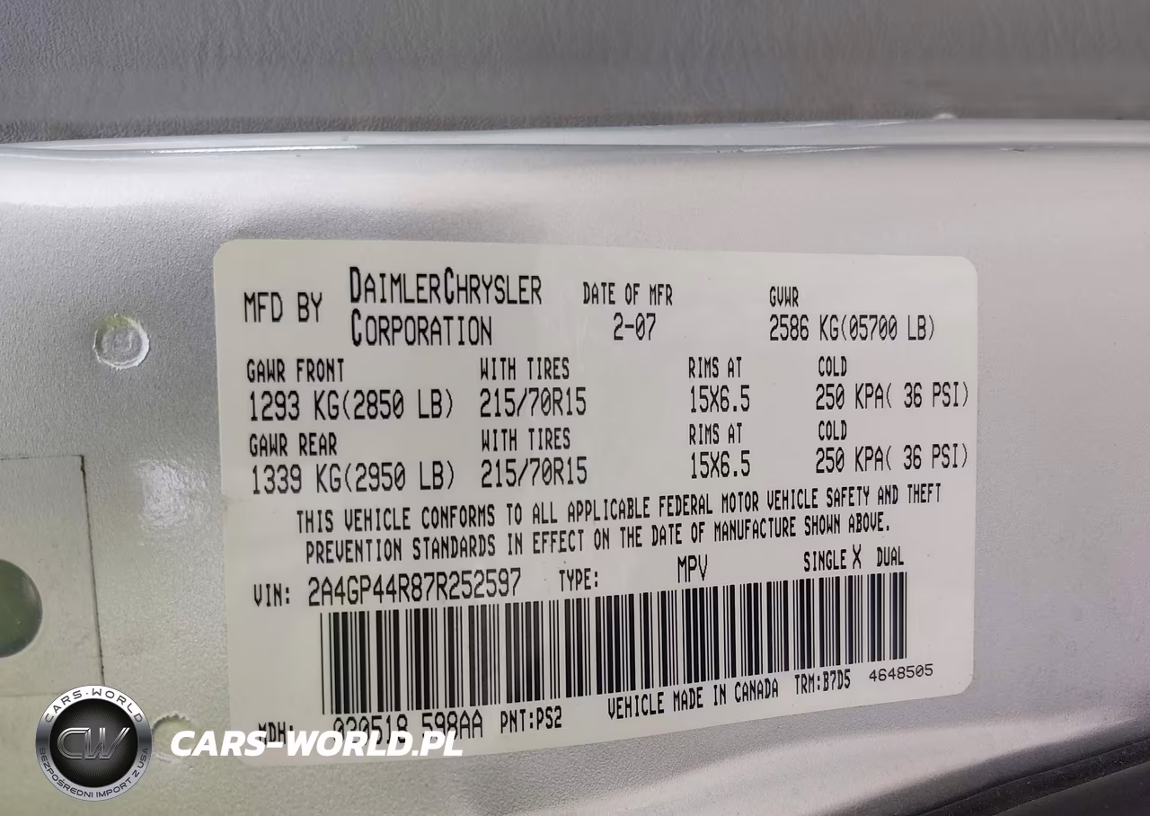 2007 Chrysler Town & Country Lx VIN:2A4GP44R87R252597 - 9