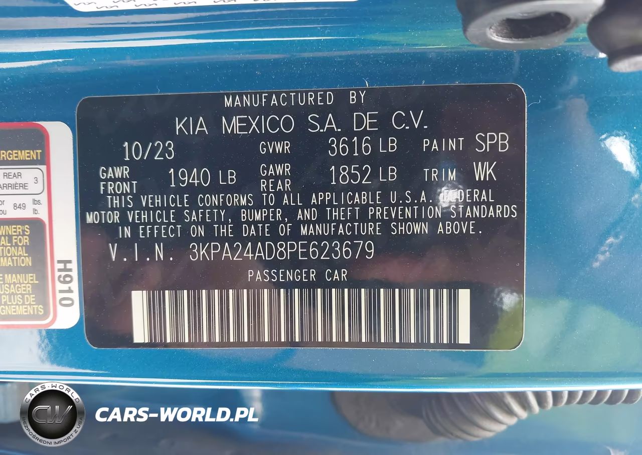 2023 Kia Rio S VIN:3KPA24AD8PE623679 - 9