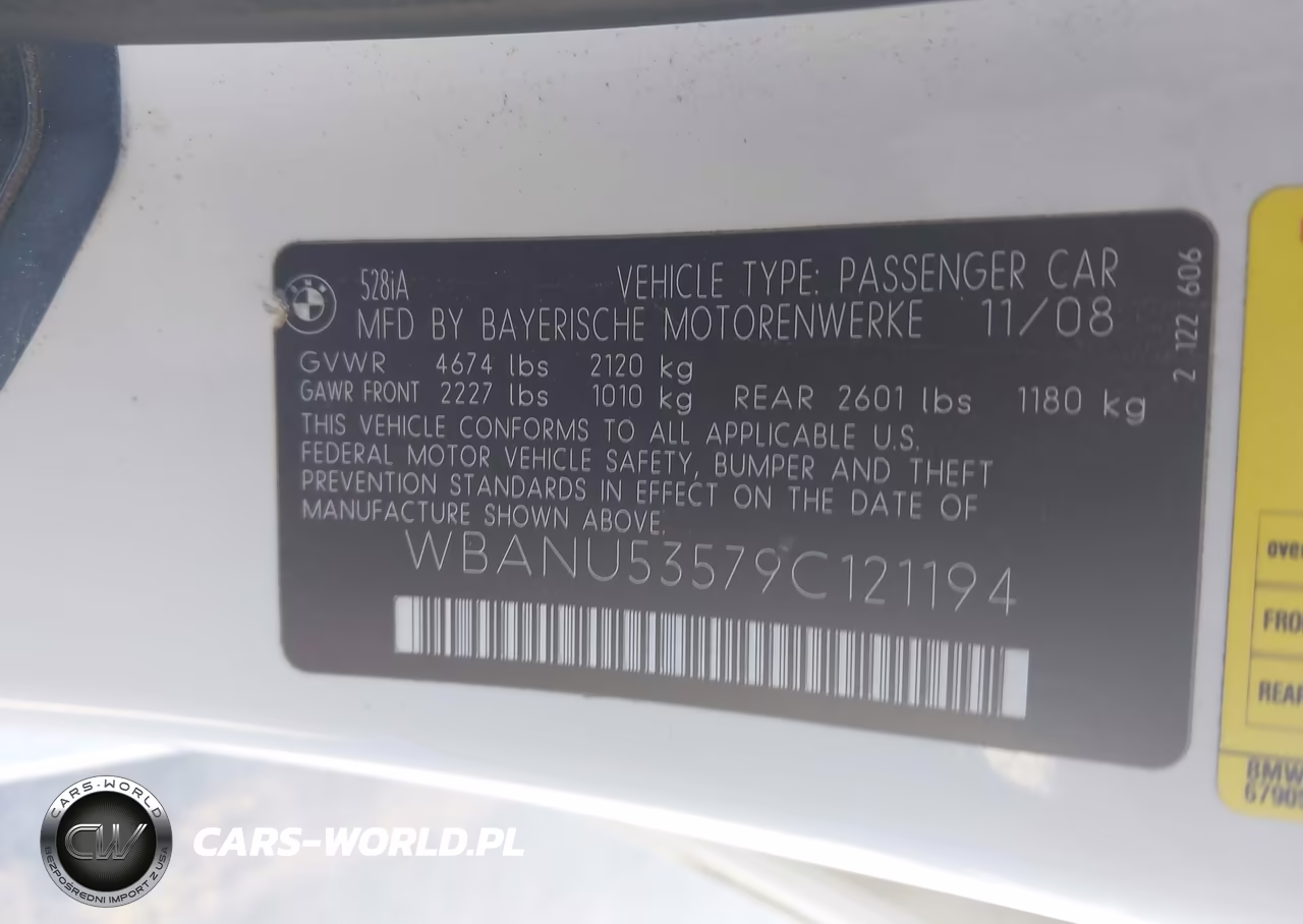 2009 BMW 528I VIN:WBANU53579C121194 - 9