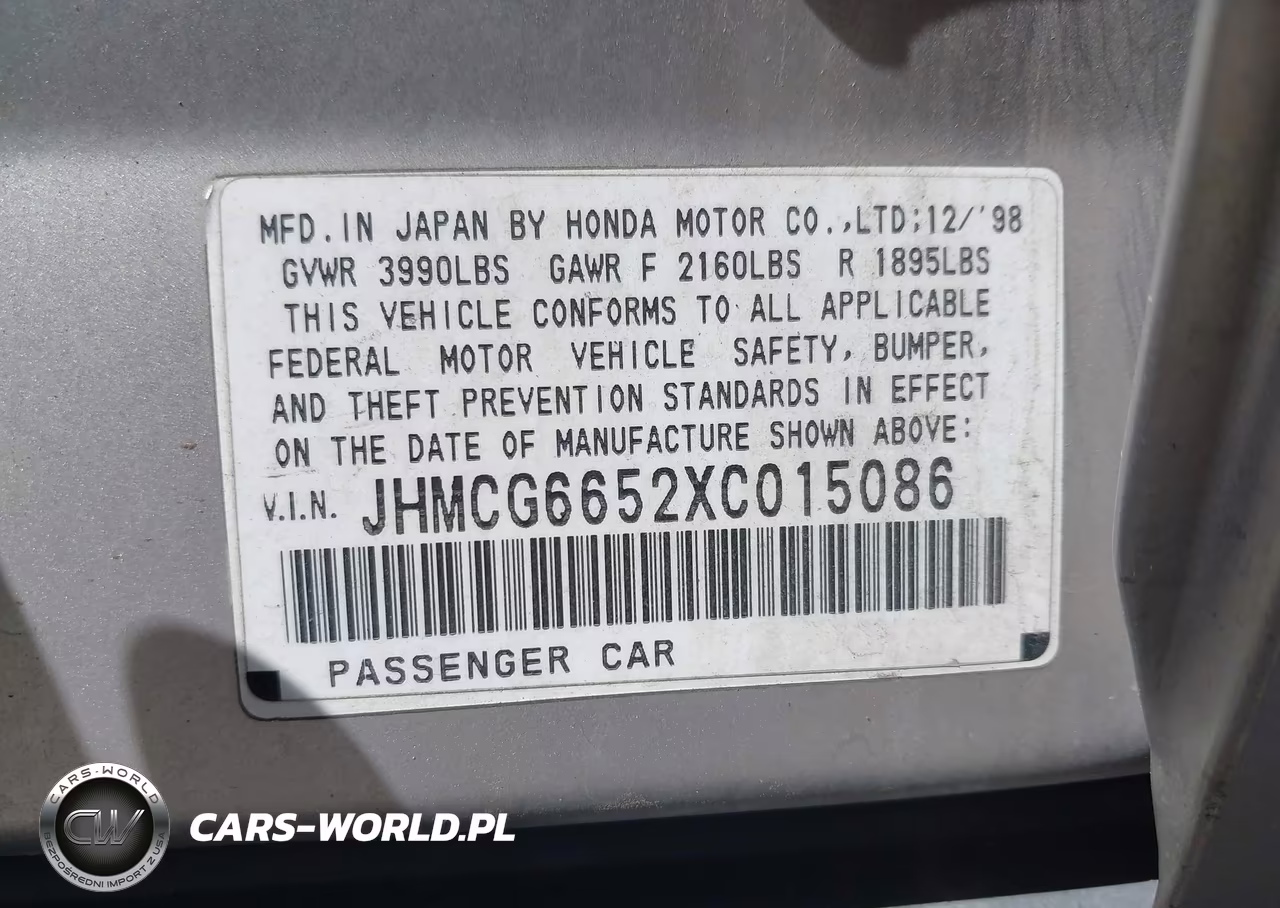 1999 Honda Accord Lx VIN:JHMCG6652XC015086 - 9