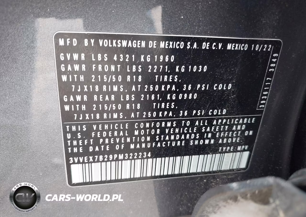 2023 Volkswagen Taos 1.5T Se VIN:3VVEX7B29PM322234 - 9