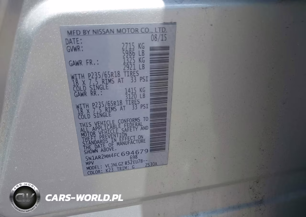 2015 Nissan Pathfinder Sl VIN:5N1AR2MM4FC694679 - 9