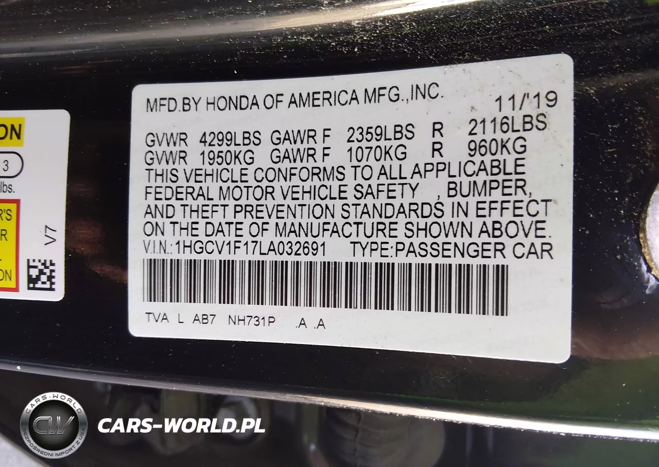 2020 Honda Accord Lx VIN:1HGCV1F17LA032691 - 9