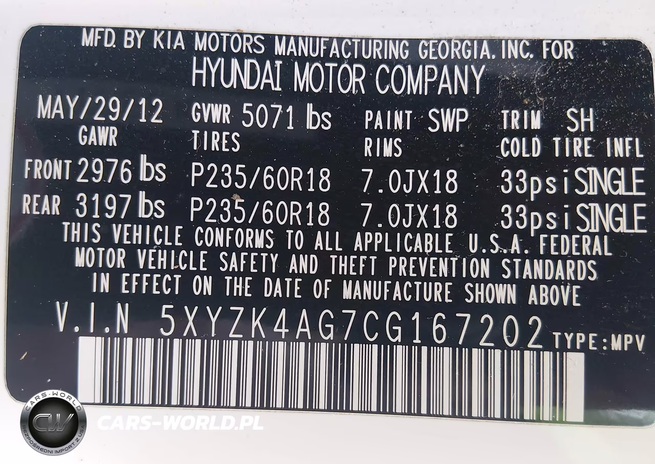 2012 Hyundai Santa Fe Limited V6 VIN:5XYZK4AG7CG167202 - 9