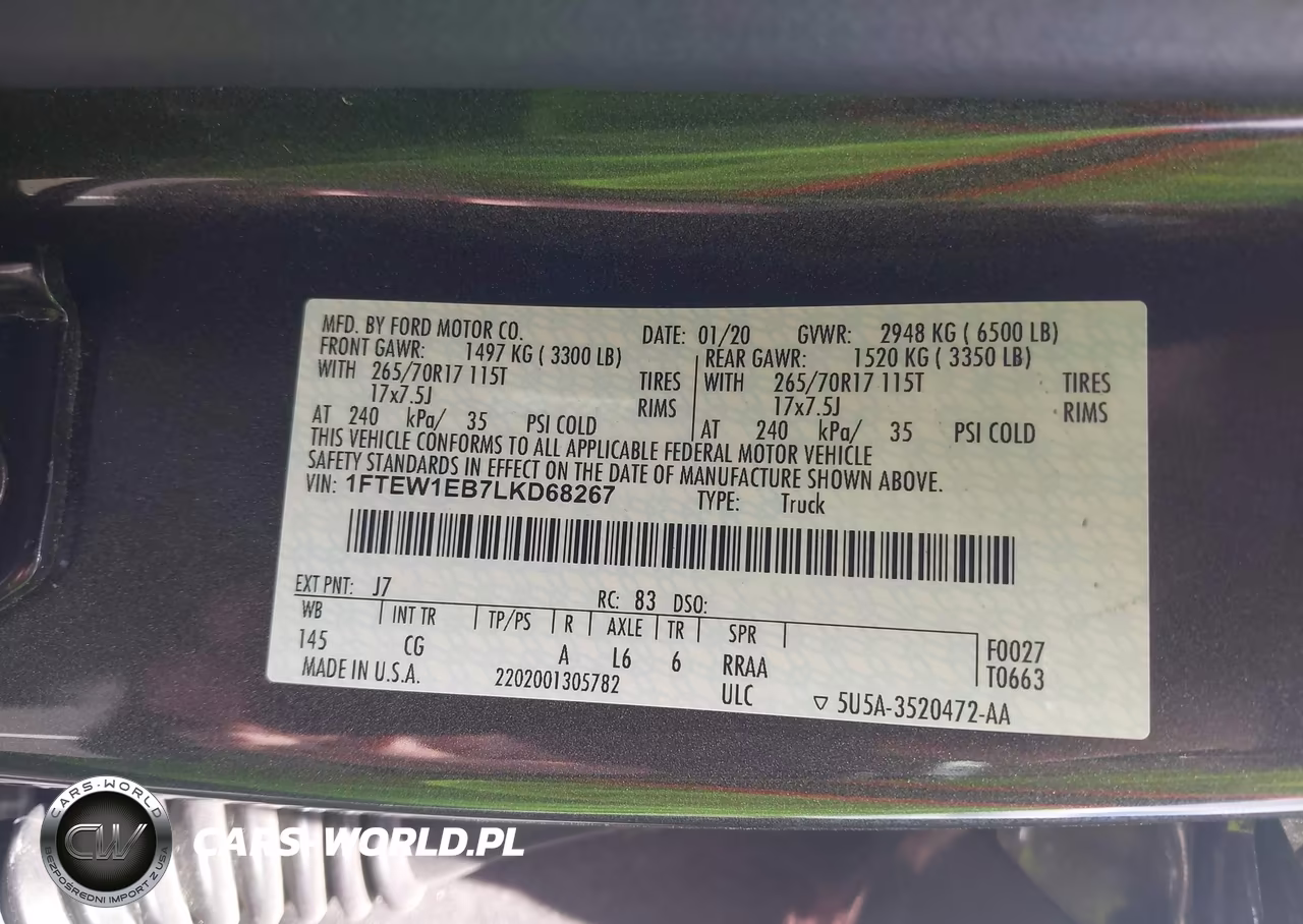 2020 Ford F-150 Xl VIN:1FTEW1EB7LKD68267 - 9