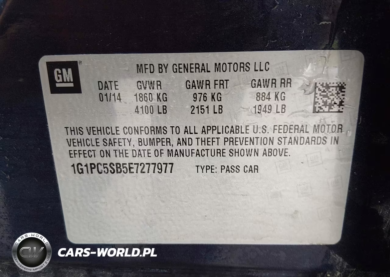 2014 Chevrolet Cruze 1Lt Auto VIN:1G1PC5SB5E7277977 - 9
