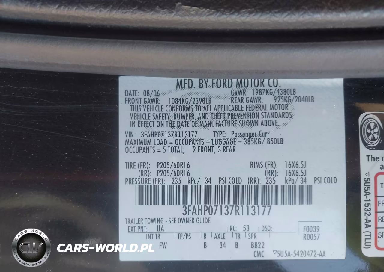 2007 Ford Fusion Se VIN:3FAHP07137R113177 - 9