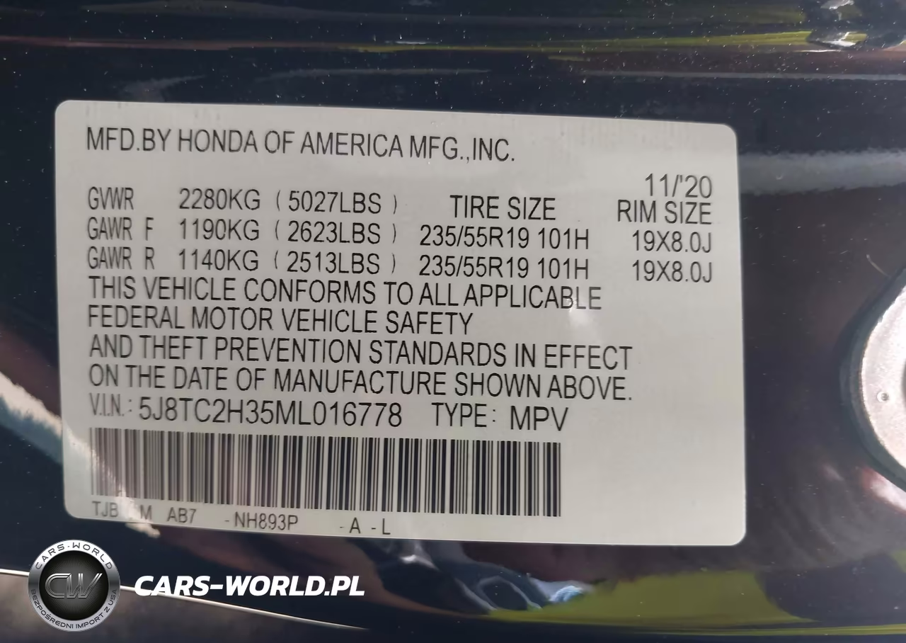 2021 Acura Rdx Standard VIN:5J8TC2H35ML016778 - 9