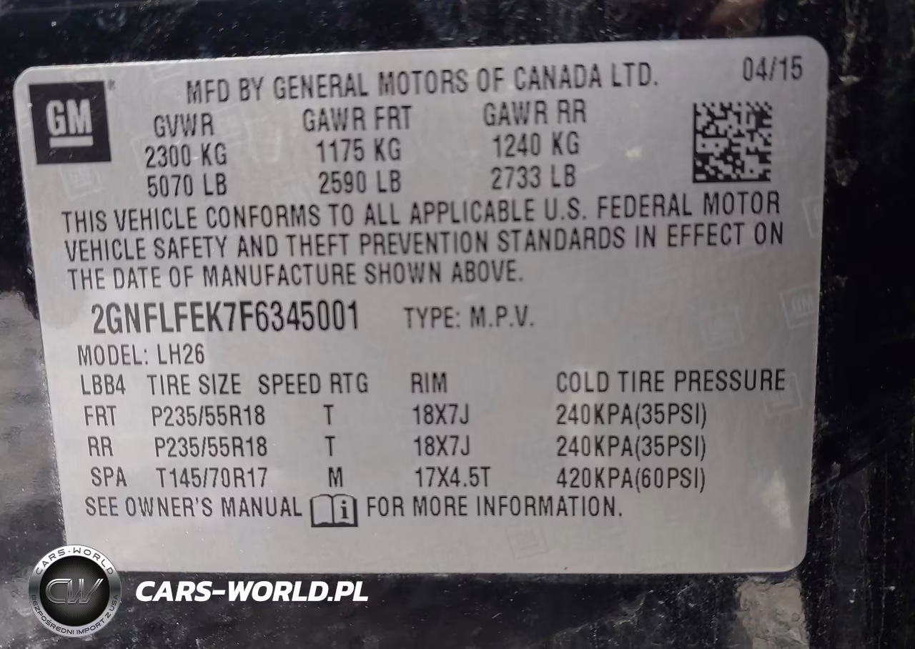 2015 Chevrolet Equinox 1Lt VIN:2GNFLFEK7F6345001 - 9