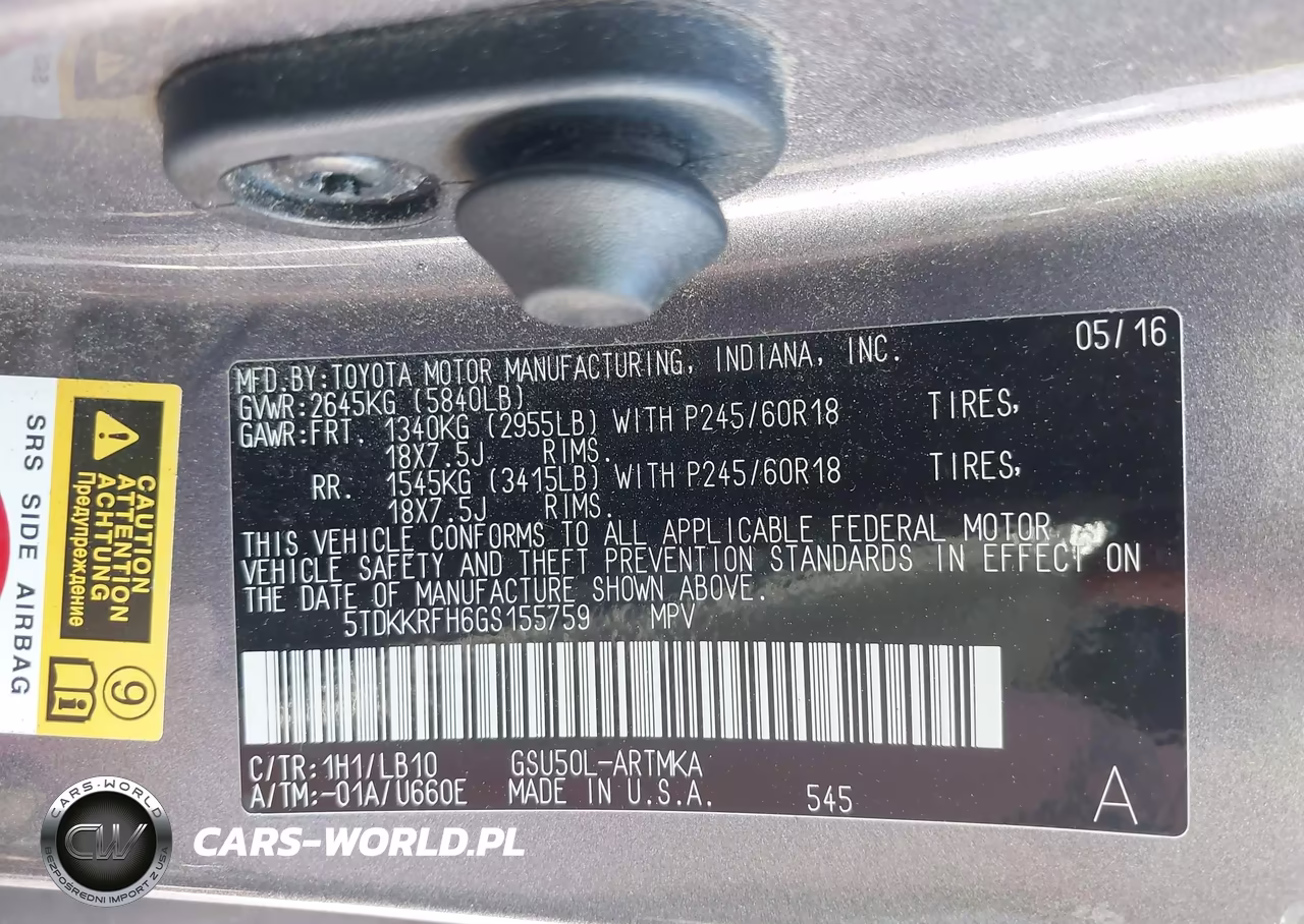 2016 Toyota Highlander Xle V6 VIN:5TDKKRFH6GS155759 - 9