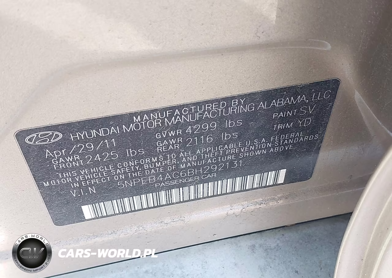 2011 Hyundai Sonata Gls VIN:5NPEB4AC6BH292131 - 9