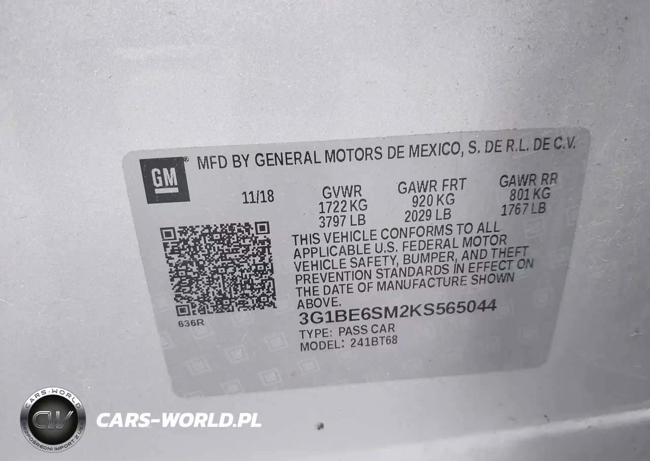 2019 Chevrolet Cruze Lt VIN:3G1BE6SM2KS565044 - 9
