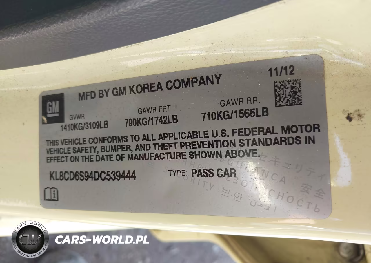 2013 Chevrolet Spark 1Lt Auto VIN:KL8CD6S94DC539444 - 9