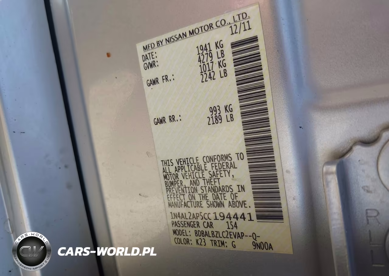 2012 Nissan Altima 2.5 S VIN:1N4AL2AP5CC194441 - 9