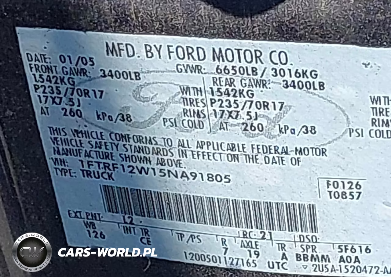 2005 Ford F-150 Stx-Xl-Xlt VIN:1FTRF12W15NA91805 - 9