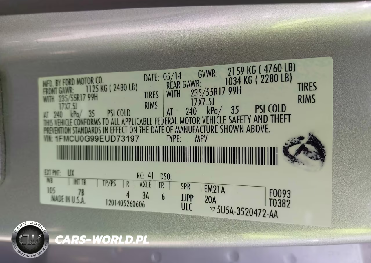 2014 Ford Escape Se VIN:1FMCU0G99EUD73197 - 9