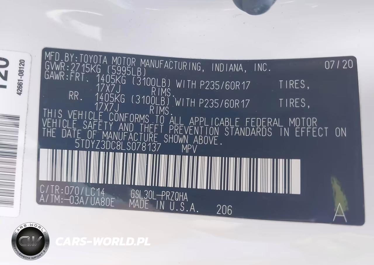 2020 Toyota Sienna Xle VIN:5TDYZ3DC8LS078137 - 9