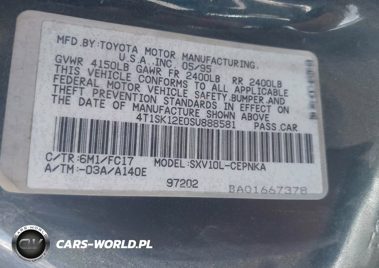 1995 Toyota Camry Le VIN:4T1SK12E0SU888581 - 9