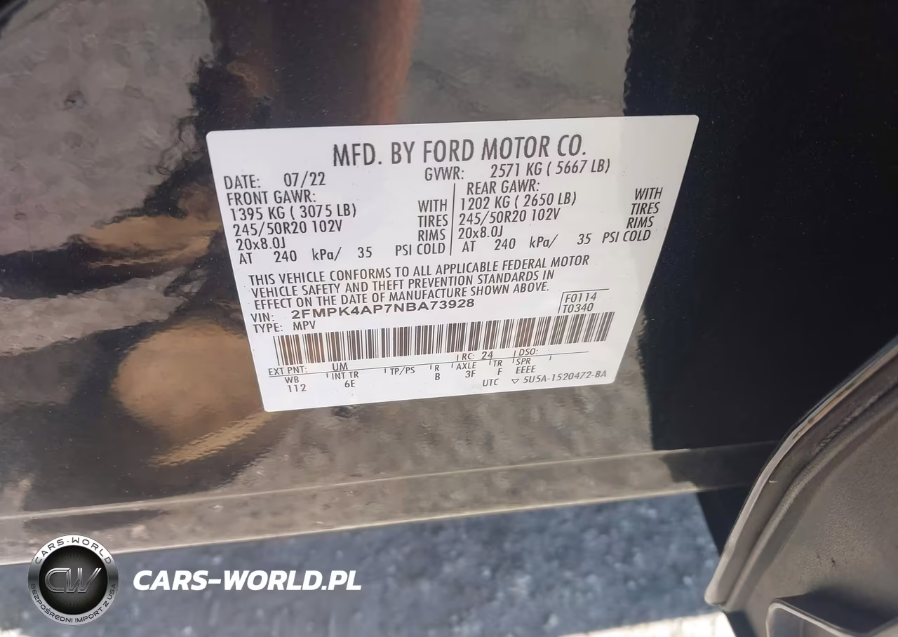 2022 Ford Edge St VIN:2FMPK4AP7NBA73928 - 9