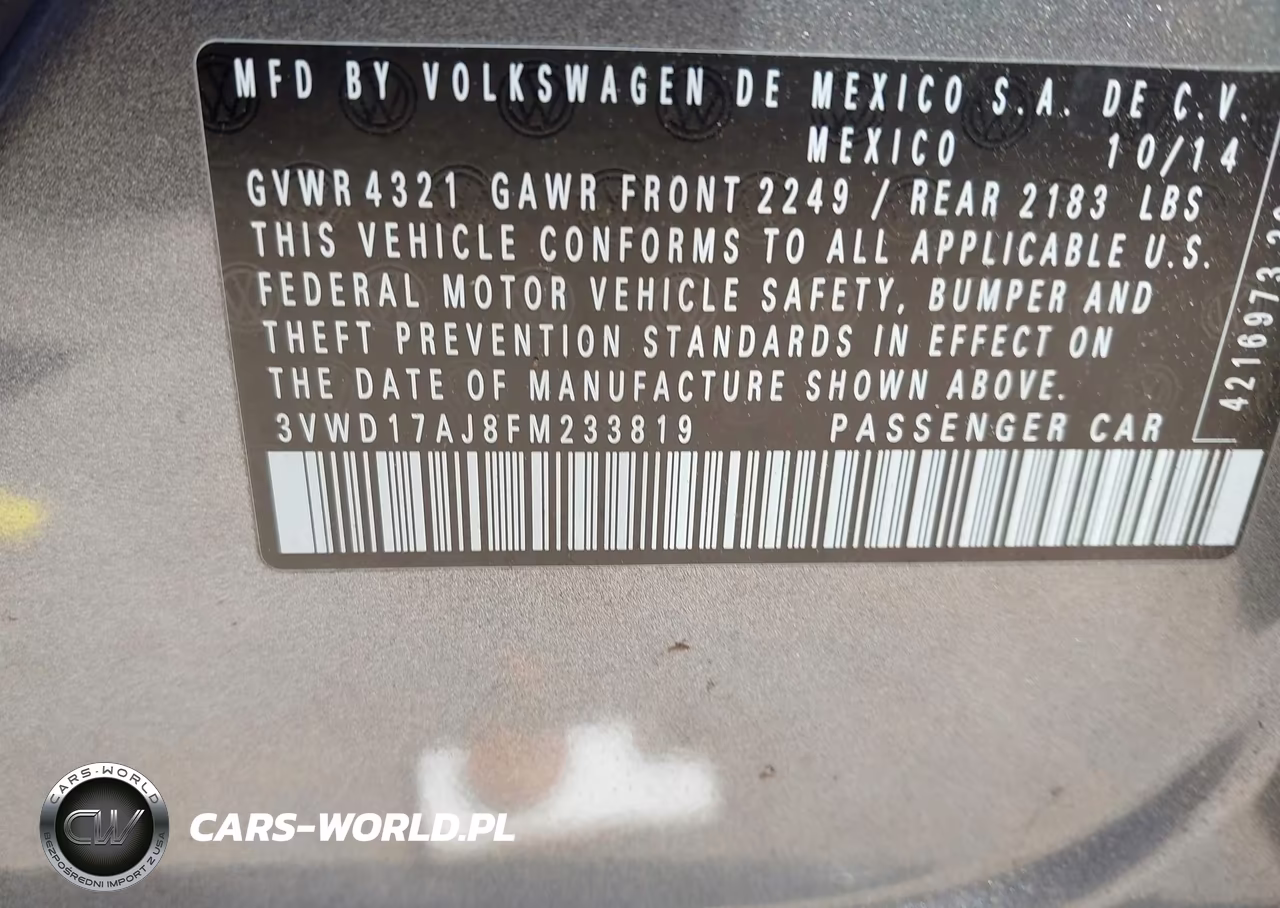 2015 Volkswagen Jetta 1.8T Se VIN:3VWD17AJ8FM233819 - 9
