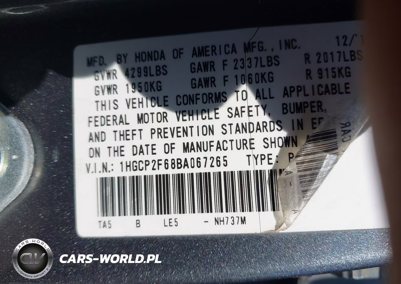 2011 Honda Accord 2.4 Se VIN:1HGCP2F68BA067265 - 9