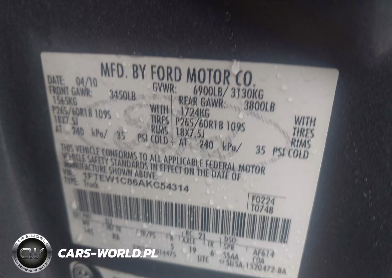 2010 Ford F-150 VIN:1FTEW1C86AKC54314 - 9