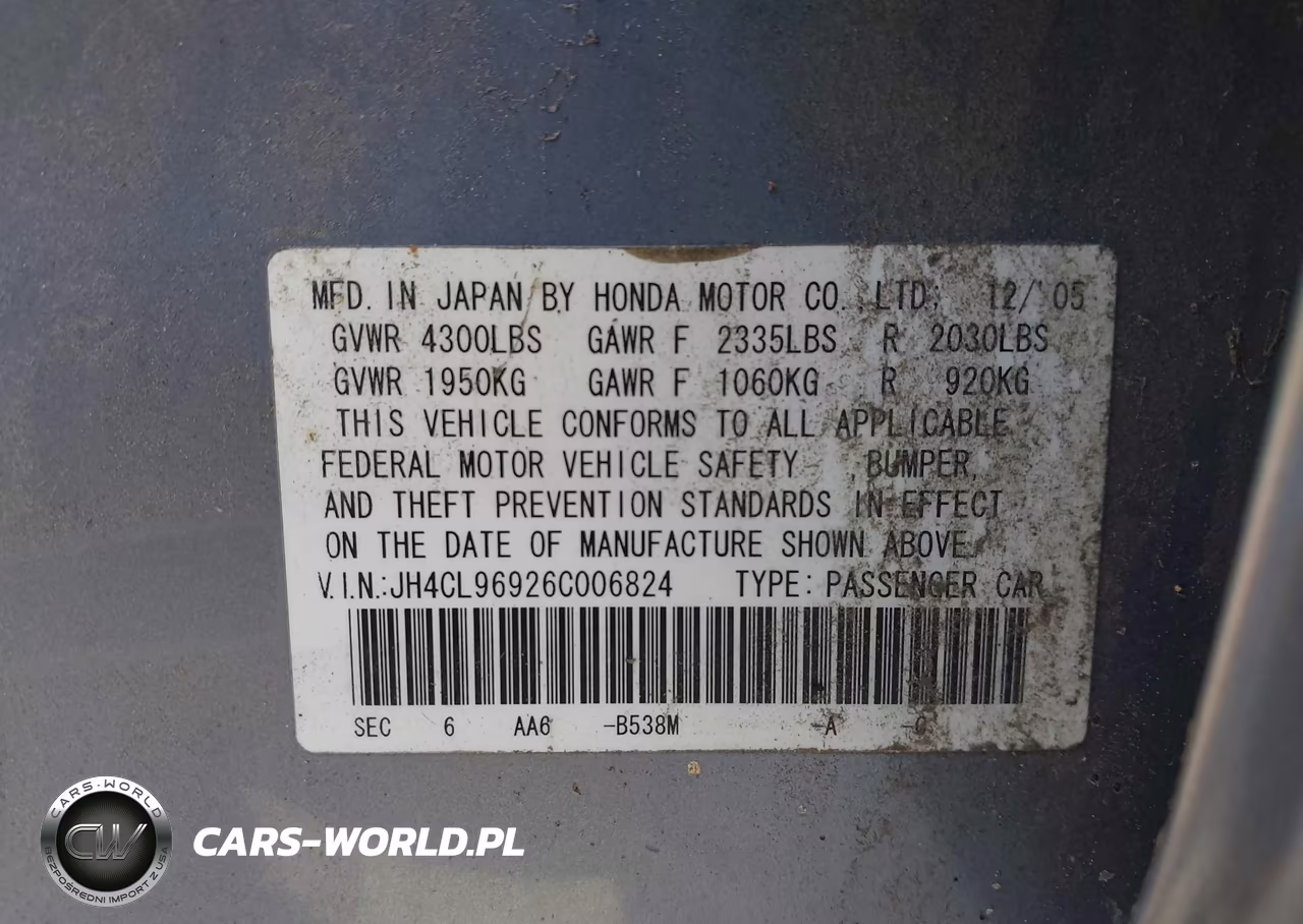 2006 Acura Tsx VIN:JH4CL96926C006824 - 9