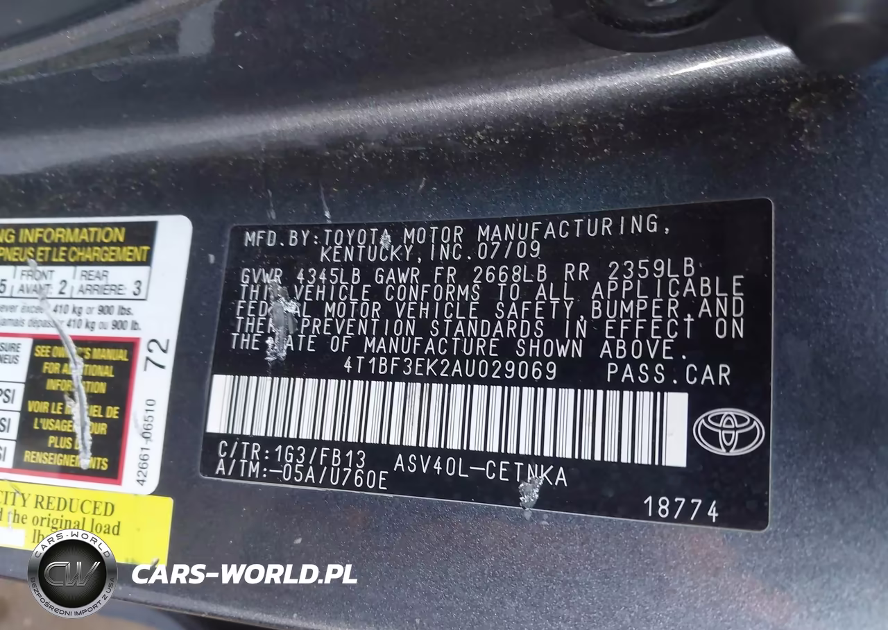 2010 Toyota Camry Le VIN:4T1BF3EK2AU029069 - 9