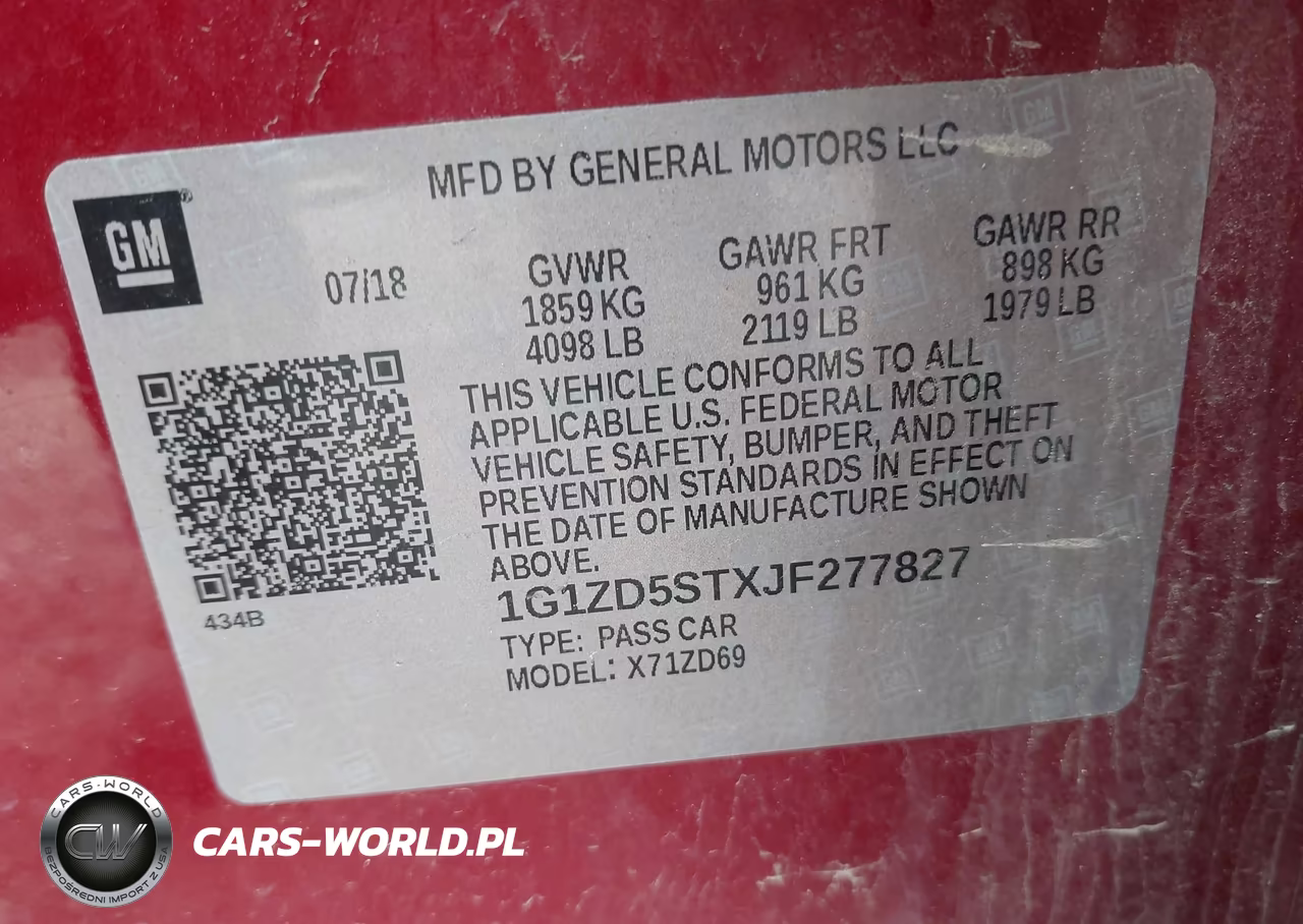 2018 Chevrolet Malibu Lt VIN:1G1ZD5STXJF277827 - 9